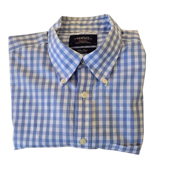 Charles Tyrwhitt Mens Classic Gingham Weekend Button Down Shirt Blue White Large - Picture 4 of 11